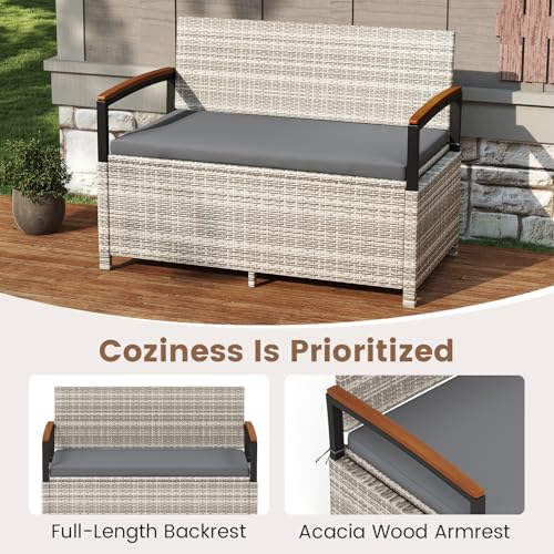 46 Gallon Outdoor Bench with Storage (Mix Grey & Grey / 46 Gallon)