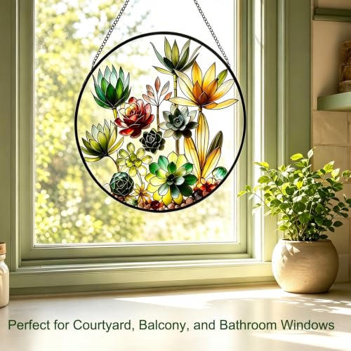 Stained Glass Window Hanging (Succulents)