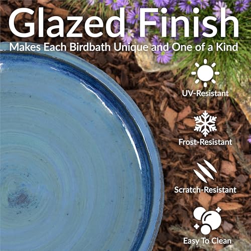 Sunnydaze Ceramic Bird Bath (Cloud Swirl)