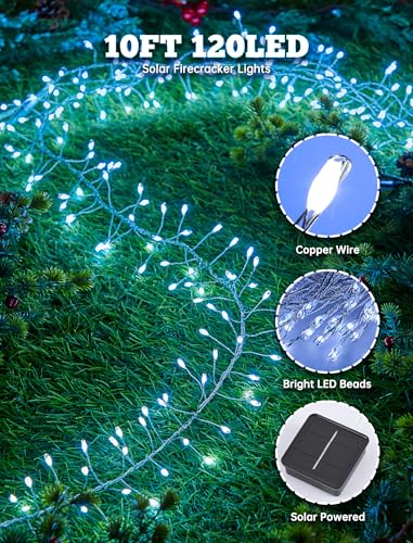 120 LED Solar Fairy Lights Outdoor Waterproof IP65 (Cool White / 9.8Ft)