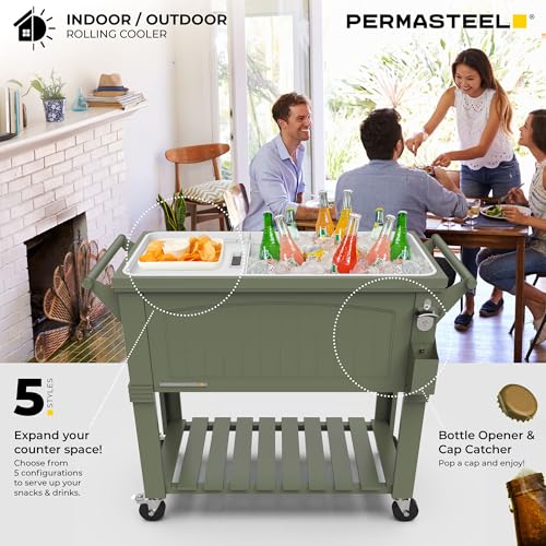 Party Cooler with Divider (80-Qt with Divider / Green)