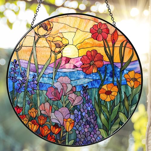 Wildflowers Stained Glass Suncatcher for Window
