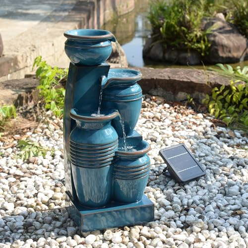 28.74 in. 4 Tier Cascading Bowl Water Fountain (Blue)