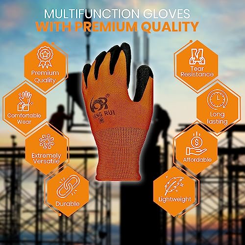 20 Pairs Orange Small Work Gloves (Small (Pack of 20 Pairs) / Orange)