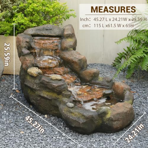 42L Realistic Rock Outdoor Water Fountain with 5Tiers (42" L)