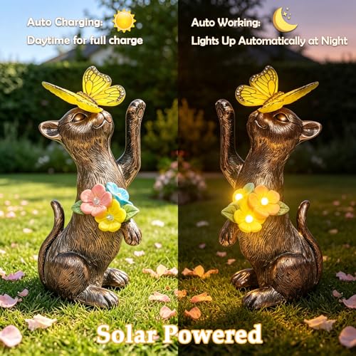 Solar Cat Statue Butterfly Light Weather (Solar Cat Statue)