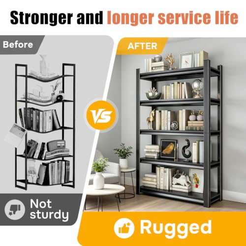 72" H Metal Bookshelf with Anti (5-Tier 72''Hx36''Wx16''D)