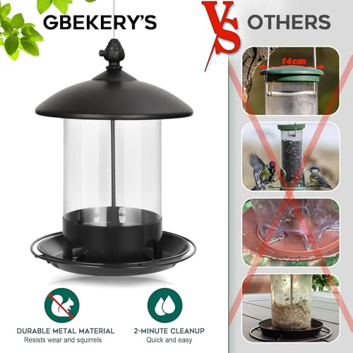Metal Bird Feeders for Outdoors Hanging (Black)