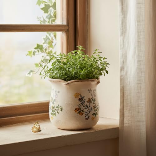 Ceramic Flower Vase (Yellow Blooms)