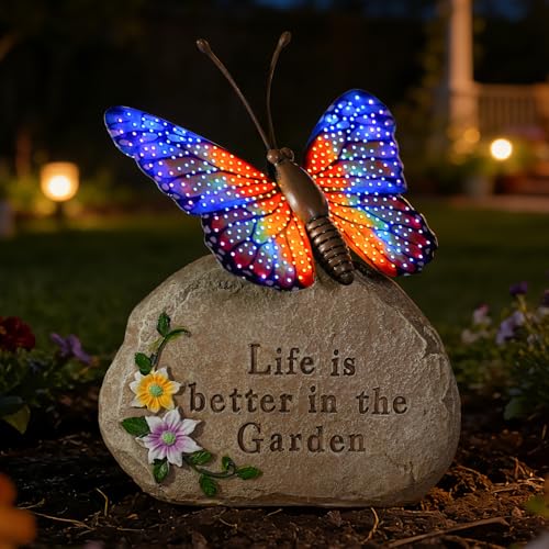 Solar LED Butterfly Garden Statue with Sparkling Light (Orange)