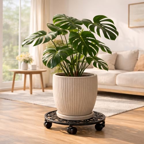 3 Pack Plant Caddy with Wheels (11 inch / Black-3 packs)
