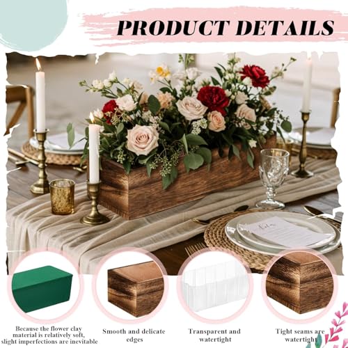 18 Set Wood Rectangle Boxes 12x4 Inch Rustic Planter with Liner (12x4 Inch)