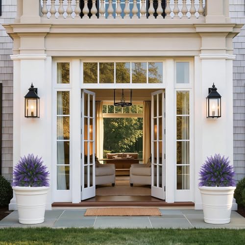 24" Set of 4 Artificial Lavender Topiary Bushes with Ground Spike (Purple Lavender)