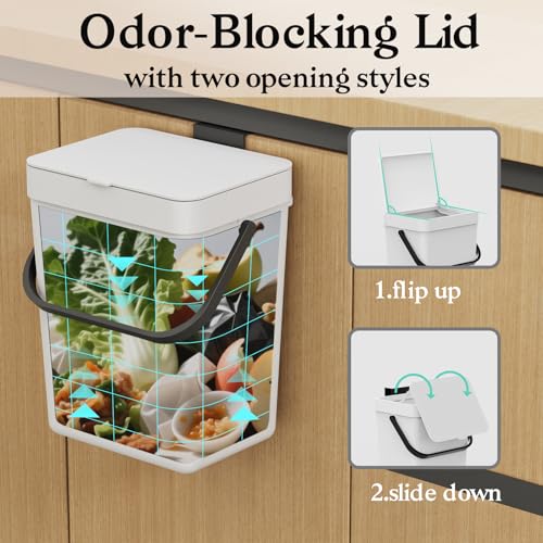 Small Trash Can with Lid (White / 5L-Slide)