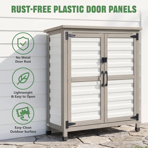32" Small Outdoor Storage Cabinet (White / 32" x 13" x 40")