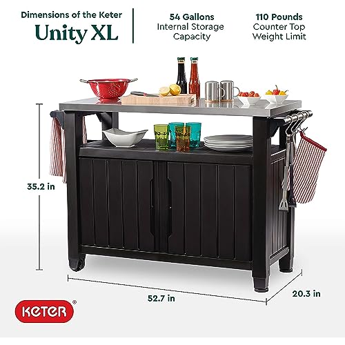Outdoor Rolling Table Cart for Food Prep (Brown)