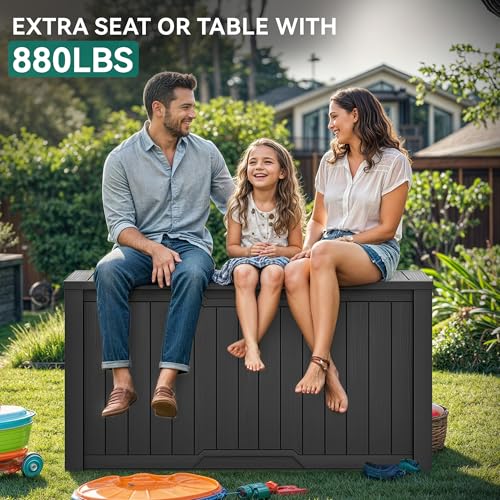 XXL 230 Gallon Large Outdoor Storage Deck Box for Patio Furniture (Black / 230 Gallon)
