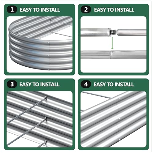2PCS 4x2x1FT Galvanized Metal Raised Garden Bed (2 Count)