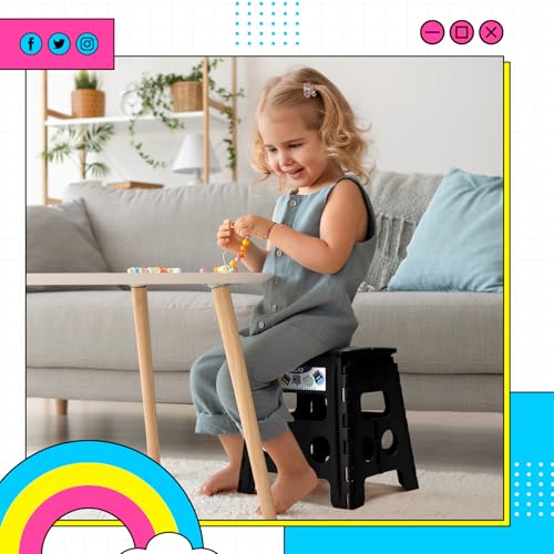 Folding Step Stool 13 inch 2 Pack (Black / 13 Inch-2 Pack)