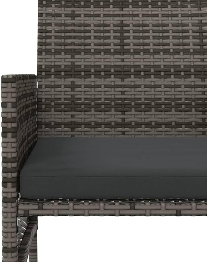 Grey 2 Seater Garden Sofa Set with Tea Table and Footstools PE Rattan Outdoor Patio Furniture for Balcony Terrace and Backyard