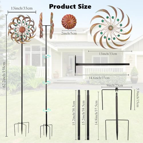 Garden Metal Wind Spinners Outdoor Kinetic Wind Sculptures & Spinners for Yard Lawn Patio Decorations