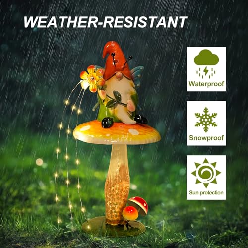 Solar Garden Gnome Figurine (16.5 INCH / Orange&green&yellow)