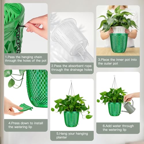 Hanging Planters for Indoor Plants (Emerald / 7.2in)