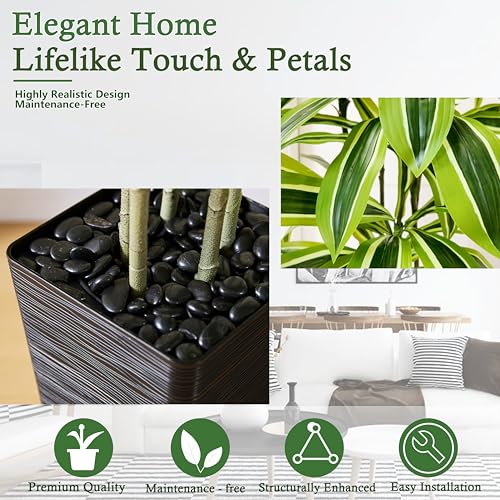 Artificial Dracaena Tree (Light Green – Black Pot / 5FT)
