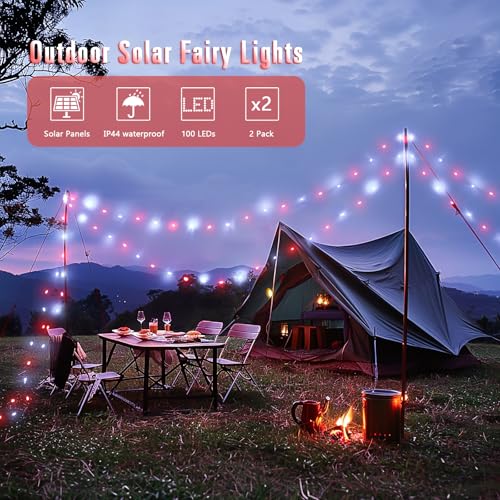 2 Pack Solar Fairy Lights (66 Foot)