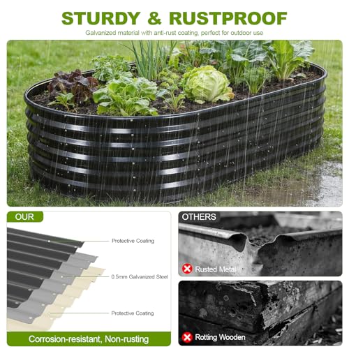 24" Tall Galvanized Raised Garden Bed Outdoor (Gray / 8×4×2ft (1 Pack))