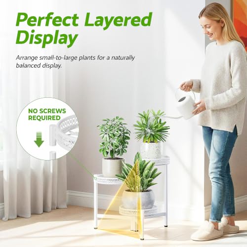 3 Tiered Tall Plant Stand Indoor Outdoor (WhiteWave / 3-tiers)
