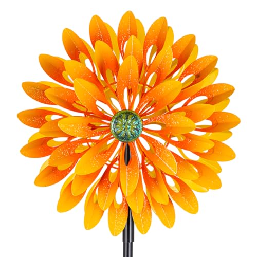 Sunflower Wind Spinner with 6 Blades (13 Inch(Dark Yellow))