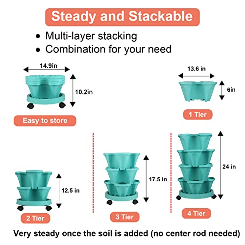 Vertical Planter Tower (Teal / 4 Tier)