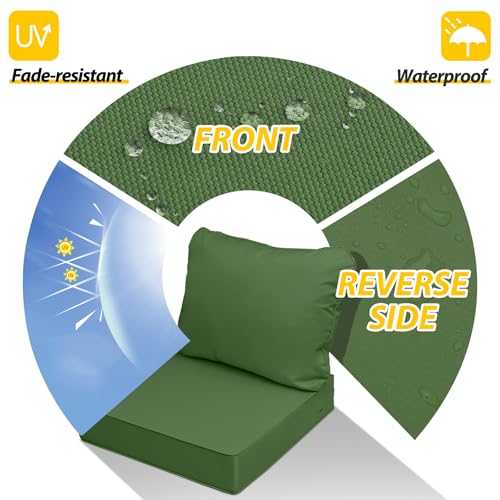Outdoor Chair Cushions (Dark Moss Green / 22"x24"x5" / 22"x19")