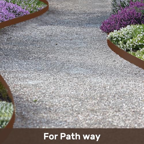 Garden Edging 49FT Landscape Edging Kit 3 Inch Height Plastic Garden Border No Dig Lawn Border for Yard Flower Bed with 30 Stakes (Brown / 3in X 49FT)