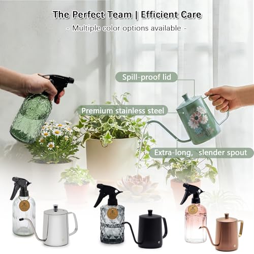 Watering Can for Indoor Plants (Green Watering Can+spray Bottle)