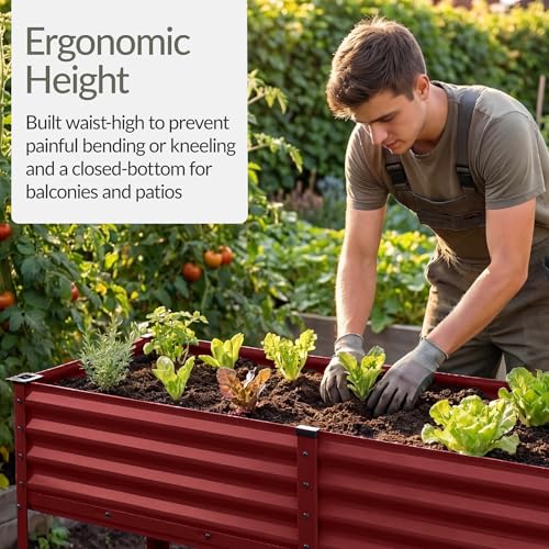 72x24x30in Non Toxic Galvanized Raised Garden Bed (72x24x30in / Royal Red)