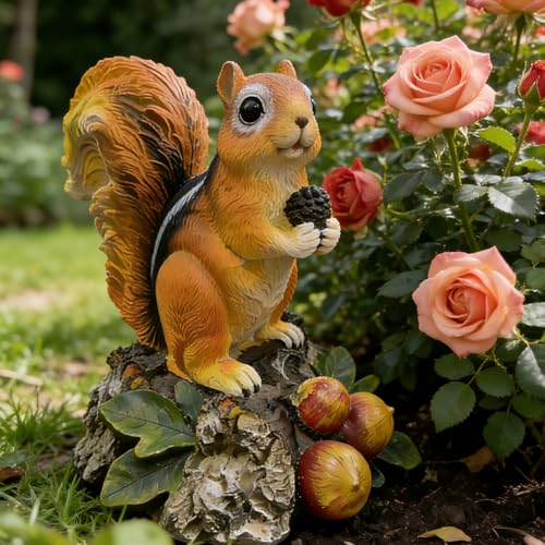 Squirrel Garden Statue Resin Outdoor Sculpture for Yard Patio Lawn Decor (Squirrel)