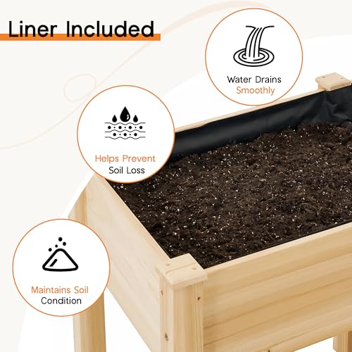 48"x24"x30" Raised Garden Bed with Legs (Wood / 48×24×30 In -Regular)