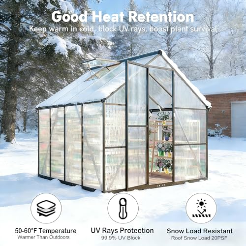 6x8FT Outdoor Greenhouse with Roof Vent (Dark Gray / 6×8FT)