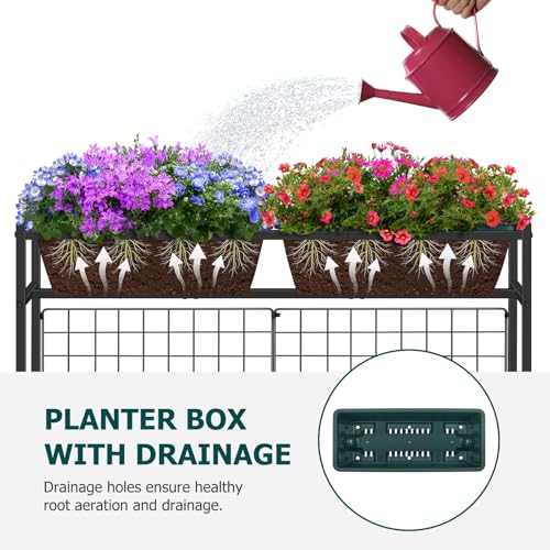 Raised Garden Bed with Legs & & Trellis 32" Tall Vertical Herb Garden Planter Indoor Outdoor Elevated Flower Beds for Gardening