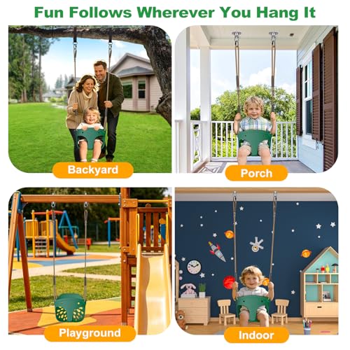 Green High Back Full Bucket Toddler Swing Seat w (Green Bucket Swing)