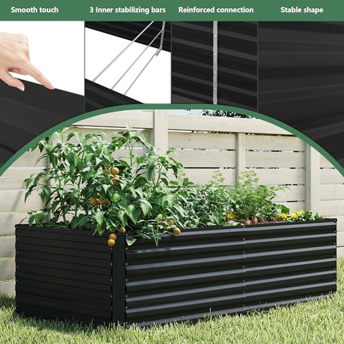 8x4x3ft Raised Garden Bed Outdoor (Black / 8x4x3 FT-2PC)