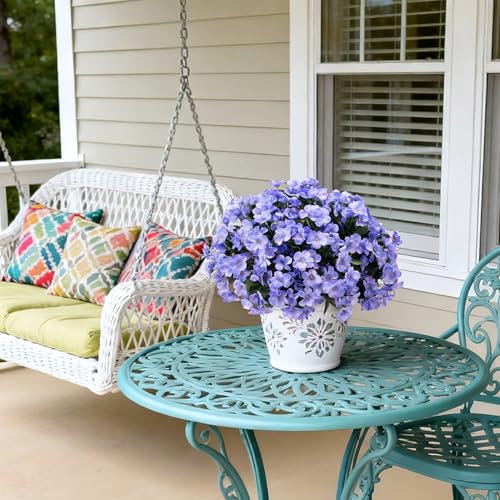 Artificial Flowers for Outdoors Planter UV Resistant Faux Hydrangea (C-blue)