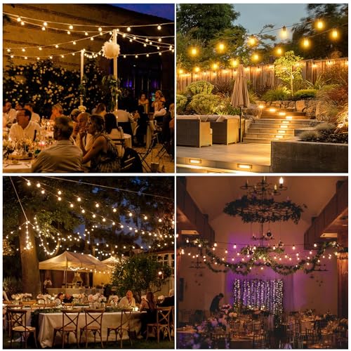 104FT(98+6) Solar String Lights Outdoor Waterproof, Solar Powered Patio Light with 30+2 Dimmable S14 Edison Bulbs Shatterproof & Remote Control, Solar String Lights for Outside Garden Backyard (104FT)