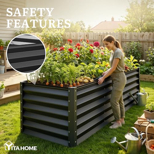 8x4x3ft Large Raised Garden Bed Kit (Black / 8x4x3ft)