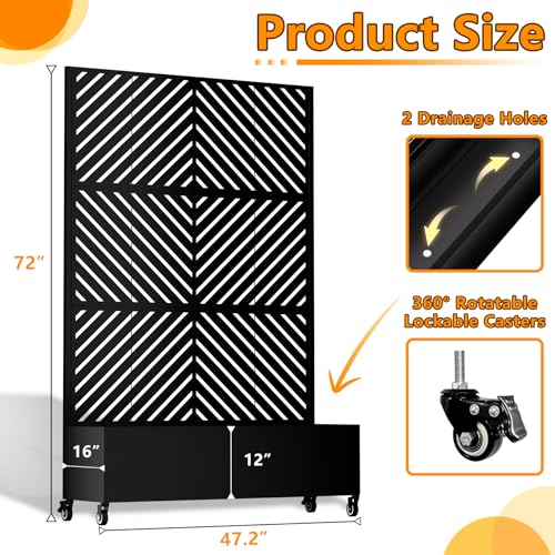 Metal Planter Box with Trellis (Black-arrow / 72"x47"x16")