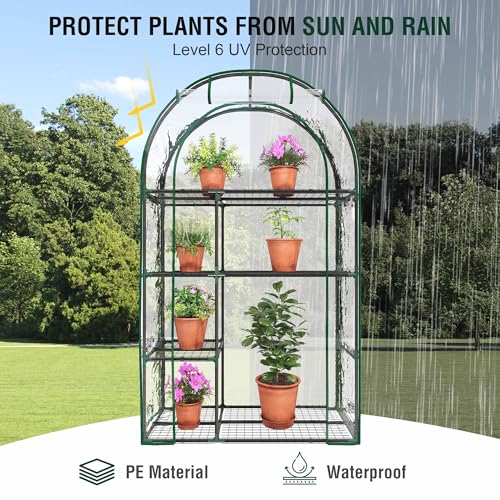 4 Tier Mini Greenhouse for Outdoors (White / 63" x 40")