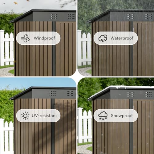 Shed Outdoor Storage Shed Metal (Brown / 5'*3')
