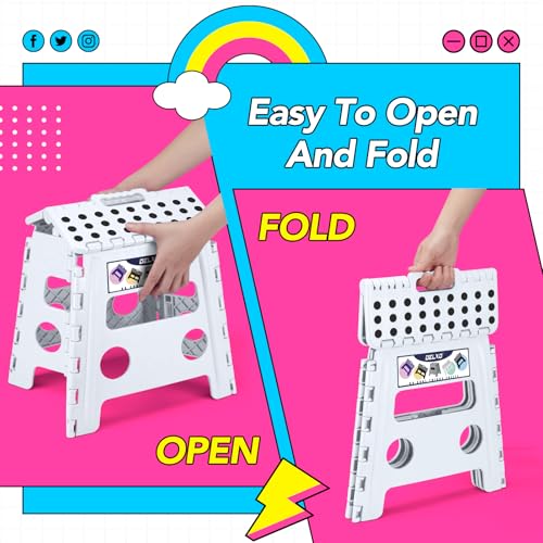 Folding Step Stool 13 inch 2 Pack (White / 13 Inch-2 Pack)